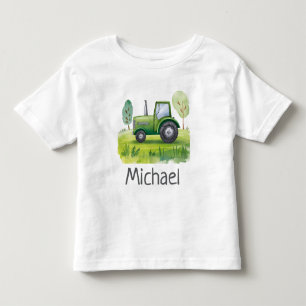 Personalised Name Green Tractor Farm Watercolor    Toddler T-Shirt