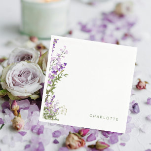 Personalised Name Greenery Lavender Shower Napkin