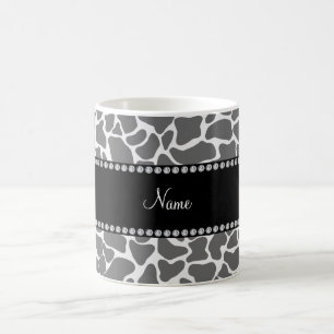 Personalised name grey giraffe pattern coffee mug