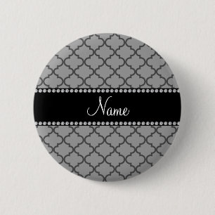 Personalised name Grey moroccan 6 Cm Round Badge