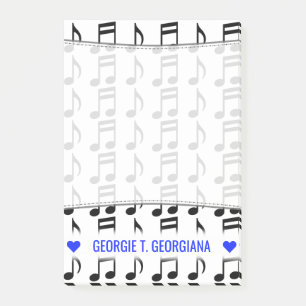 Personalised Name; Grid of Musical Notes Notes