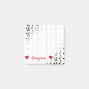 Personalised Name + Grid of Musical Notes Notes