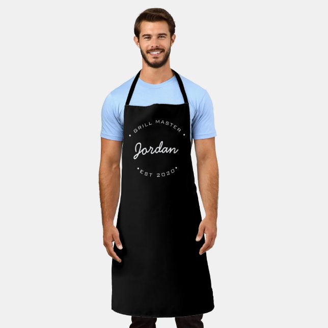 Personalised Name Grill Master Established year Apron (Worn)
