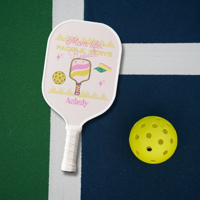 Personalised Name Groovy Retro Mum Pickleball Paddle (Creator Uploaded)