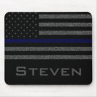 Personalised Name Grunge Thin Blue Line Flag
