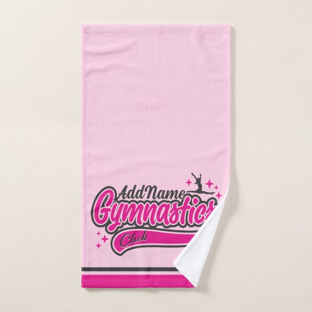 Personalised NAME Gymnast Split Leap Gymnastics Bath Towel Set (Hand Towel)