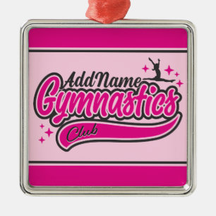 Personalised NAME Gymnast Split Leap Gymnastics  Metal Tree Decoration