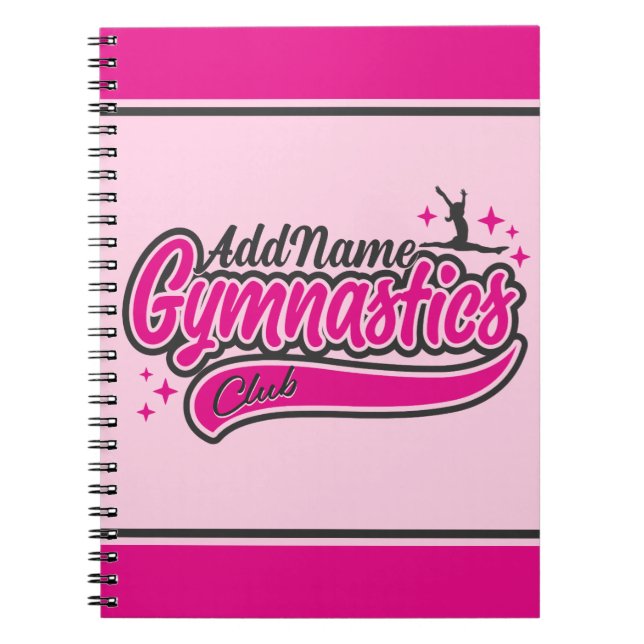 Personalised NAME Gymnast Split Leap Gymnastics  Notebook (Front)