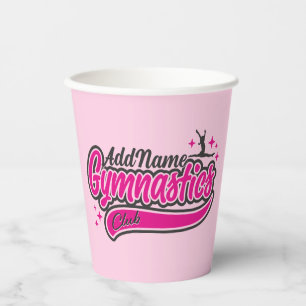 Personalised NAME Gymnast Split Leap Gymnastics Paper Cups