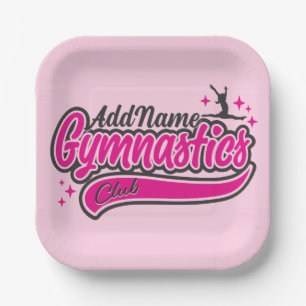 Personalised NAME Gymnast Split Leap Gymnastics Paper Plate