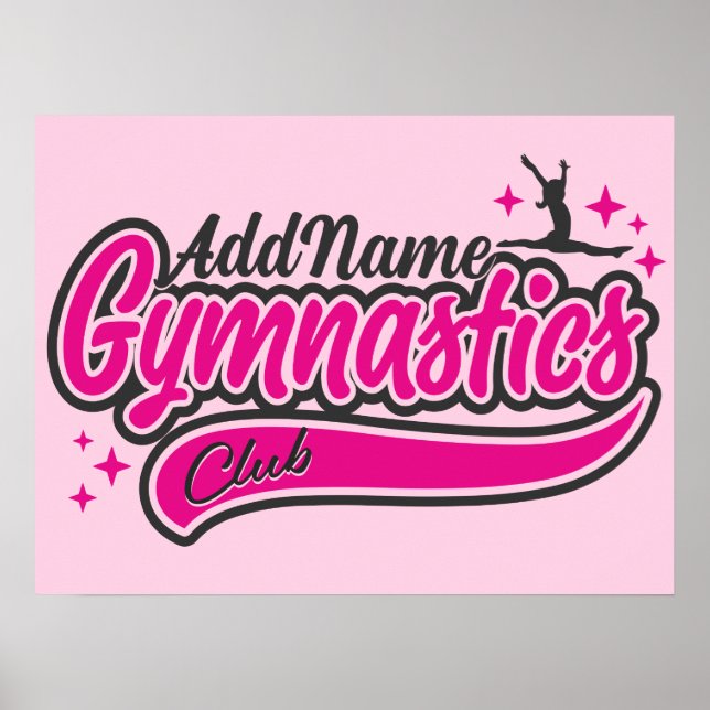 Personalised NAME Gymnast Split Leap Gymnastics Poster (Front)