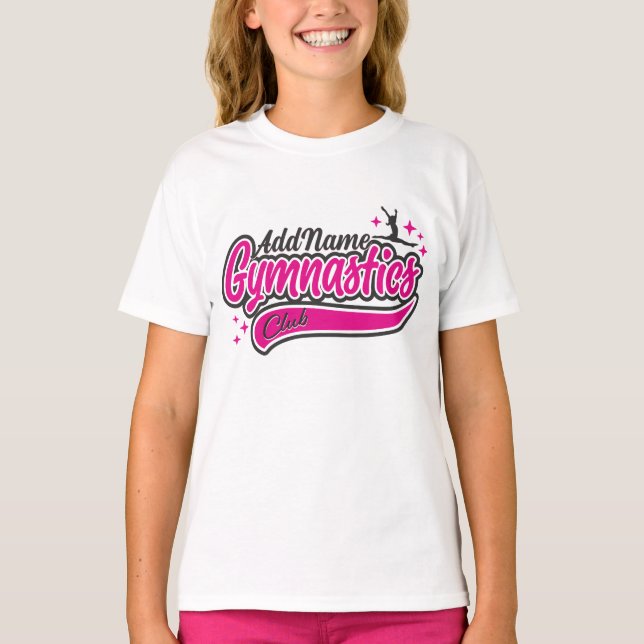 Personalised NAME Gymnast Split Leap Gymnastics  T-Shirt (Front)