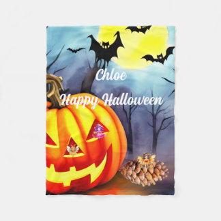 Personalised name Halloween Fleece Blanket