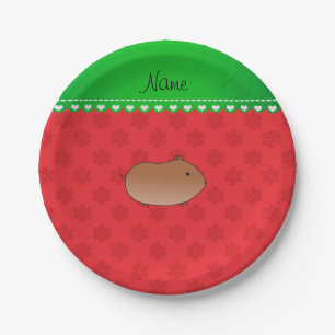 Personalised name hamster red snowflakes paper plate