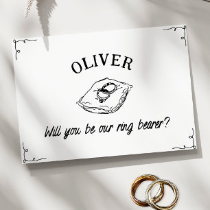 Personalised Name Hand Drawn Ring Bearer Proposal Card