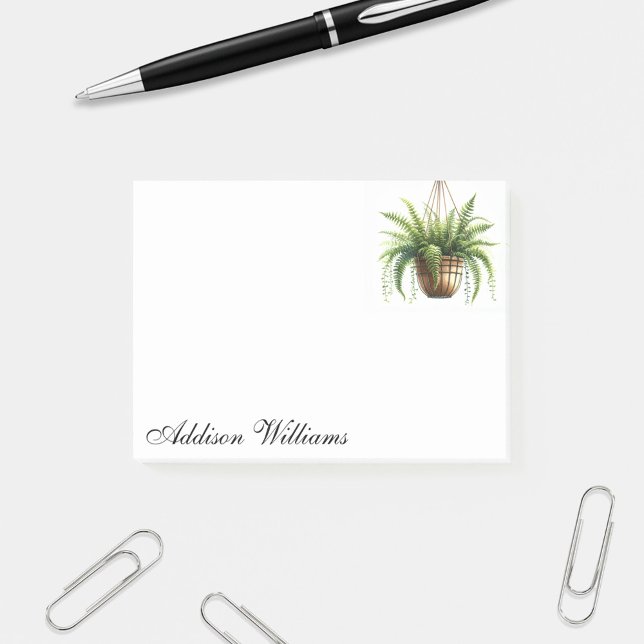 Personalised Name Hanging Fern Plant Post-it Notes (Creator Uploaded)