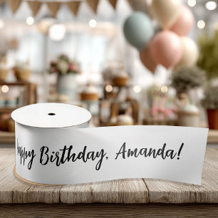 Personalised Name Happy Birthday Satin Ribbon