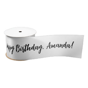 Personalised Name Happy Birthday Satin Ribbon