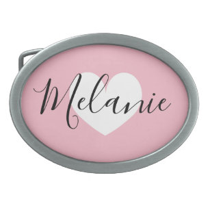 Personalised name heart belt buckle for women
