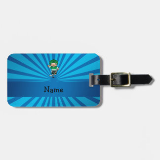 Personalised name hockey player blue sunburst luggage tag