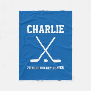 Personalised name hockey player fleece blanket
