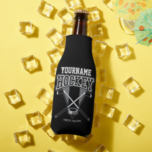 Personalised NAME Hockey Player Stick Puck Team  Bottle Cooler