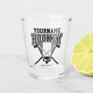 Personalised NAME Hockey Player Stick Puck Team Shot Glass
