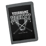 Personalised NAME Hockey Player Stick Puck Team   Trifold Wallet<br><div class="desc">Personalised NAME Hockey Player Stick Puck Team Design -Customise with Your Name or Custom Text!</div>