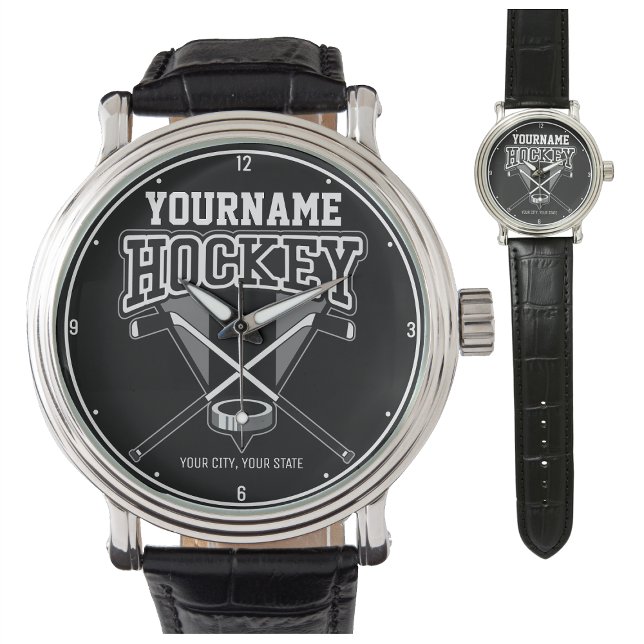 Personalised NAME Hockey Player Stick Puck Team Watch (Creator Uploaded)