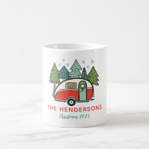 Personalised Name Holidays Red Camper Christmas Coffee Mug