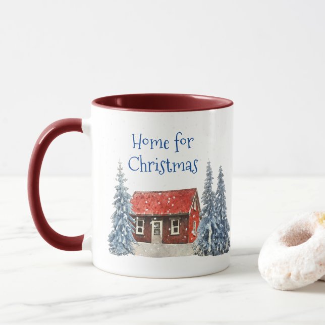 Personalised Name Home for Christmas Mug (With Donut)