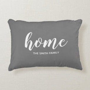 Personalised Name Home Sentiment Grey Decorative Cushion