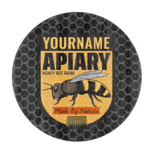 Personalised NAME Honey Bee Apiary Beehives Farm Cutting Board