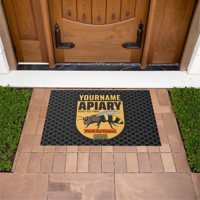 Personalised NAME Honey Bee Apiary Beehives Farm  Doormat (Outdoor)