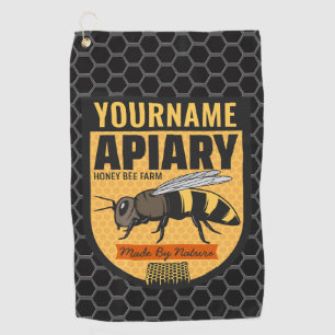 Personalised NAME Honey Bee Apiary Beehives Farm  Golf Towel
