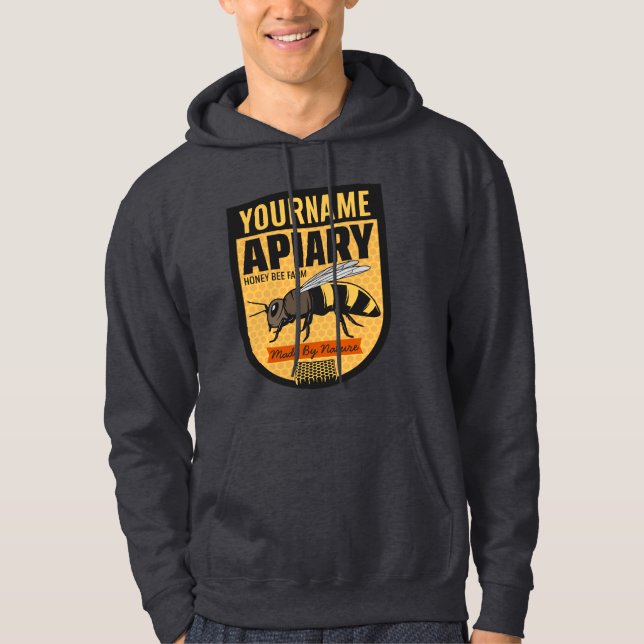 Personalised NAME Honey Bee Apiary Beehives Farm  Hoodie (Front)