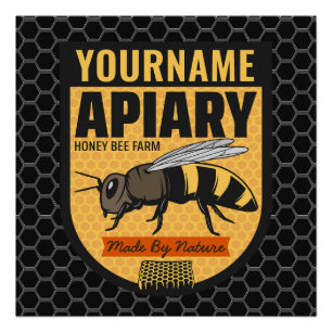 Personalised NAME Honey Bee Apiary Beehives Farm  Poster