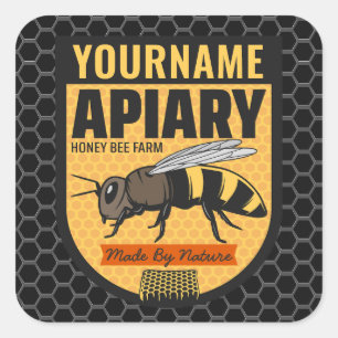 Personalised NAME Honey Bee Apiary Beehives Farm  Square Sticker