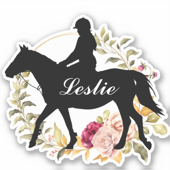 Personalised Name horse Silhouette Equestrian  (Front)