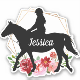 Personalised Name horse Silhouette Equestrian Stic