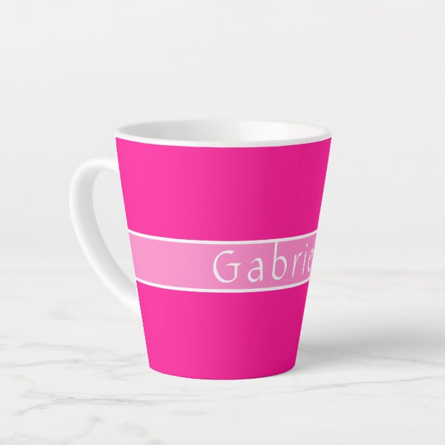 Personalised Name Hot Pink Latte Mug (Left Angle)