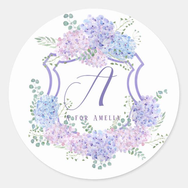 personalised name hydrangea  flowers stickers  (Front)