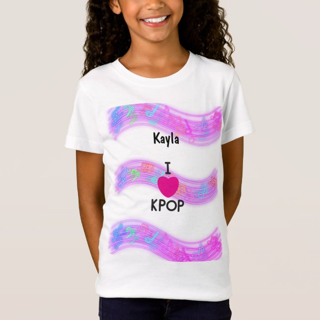 Personalised name I Love K-pop  T-Shirt (Front)