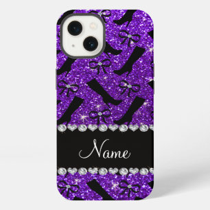 Personalised name indigo purple glitter boots bows iPhone 13 case
