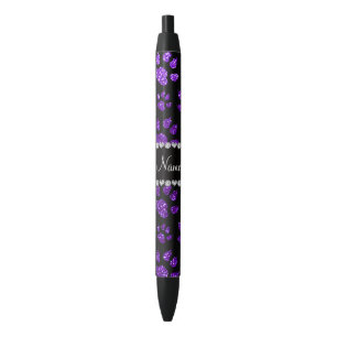 Personalised name indigo purple glitter cat paws black ink pen