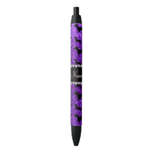 Personalised name indigo purple glitter dachshunds black ink pen
