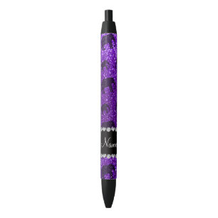 Personalised name indigo purple glitter elephants black ink pen