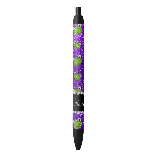Personalised name indigo purple glitter frogs black ink pen (Front Vertical)