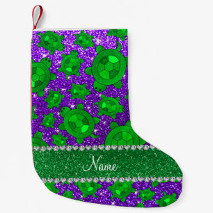 Personalised name indigo purple glitter sea turtle small christmas stocking