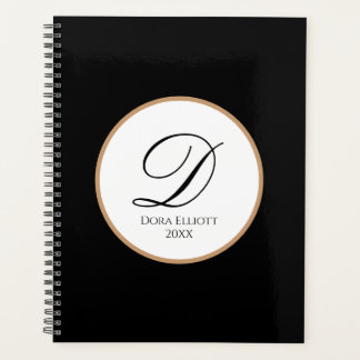 Personalised Name & Initial Black Hard/Soft Cover Planner